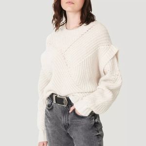 IRO Merino Wool Blend Acia Sweater Chunky Oversized Drop Shoulder Cable Knit L